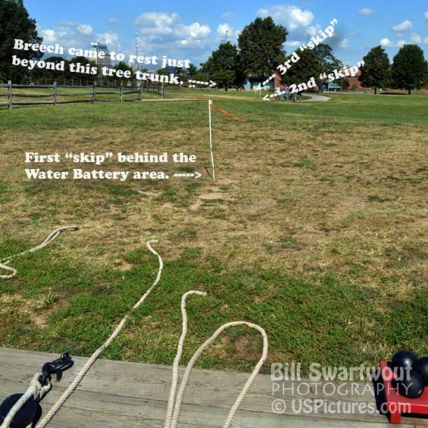 Breech skips from exploding cannon at Fort McHenry