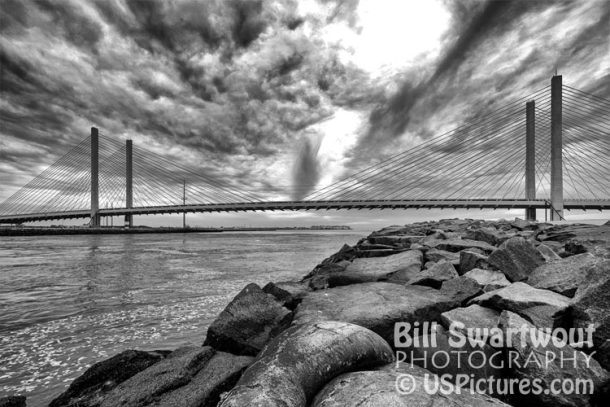 Indian River Bridge Picture in Black and White