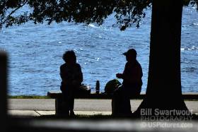 Couple Lunching at Fort McHenry - silhouette