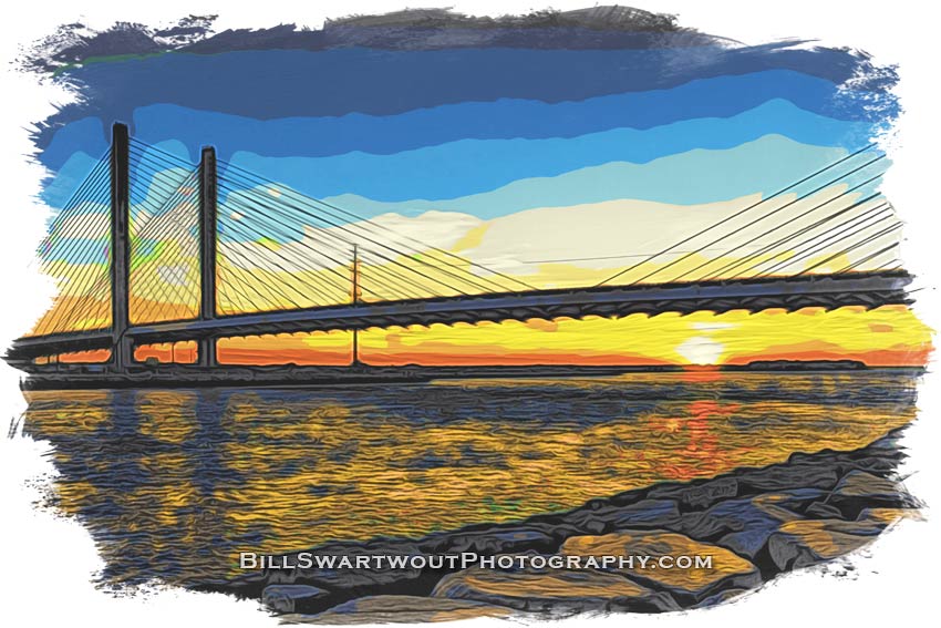sunset under the Indian River Bridge Watercolor