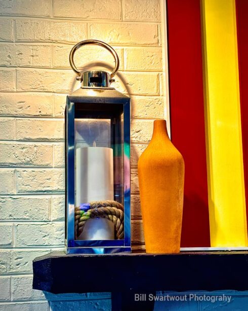 Brass and Glass Wall Sconce at Harpoon Hanna's Restaurant