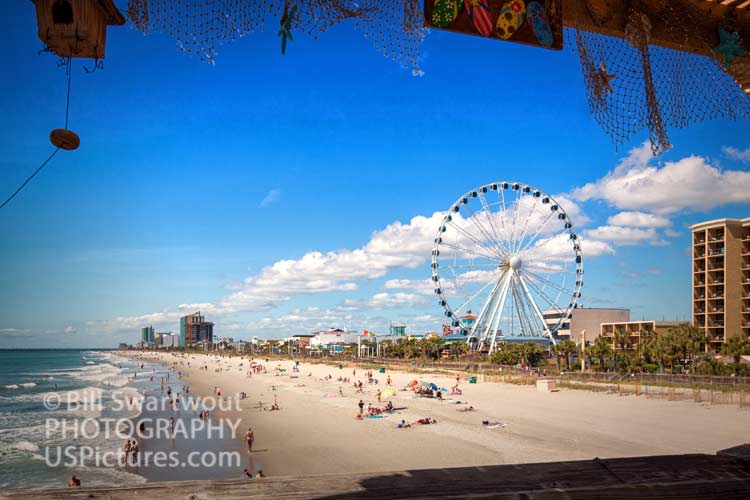 Myrtle Beach Boardwalk and SkyWheel from the 14th Street Pier