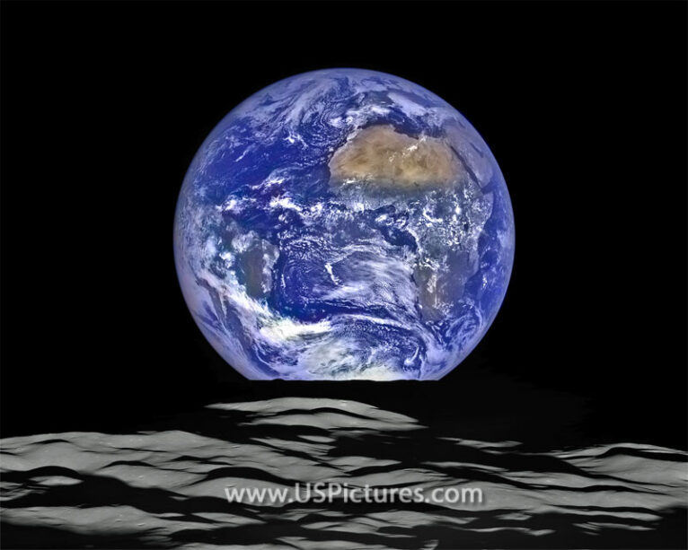 NASA image of earthrise over the moon