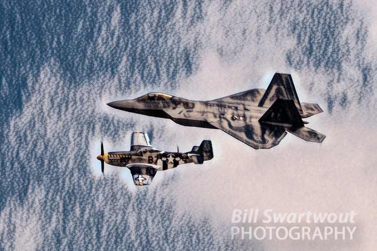 Mustang and Raptor Military Aircraft in Charcoal