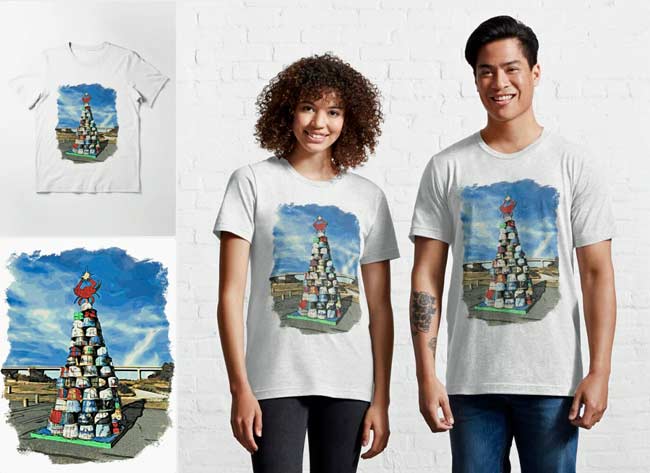 crab basket christmas tree on redbubble shirts