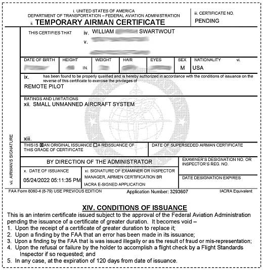 temporary airman certificate remote pilot